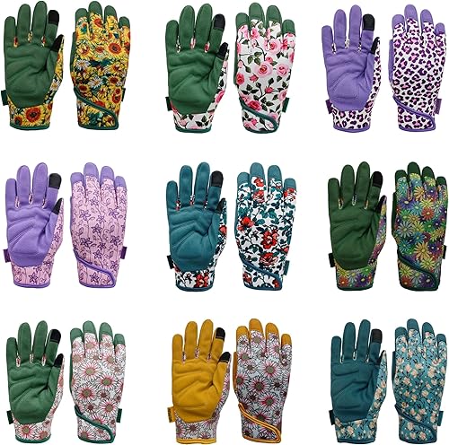 Miniatura 22 de Guantes de jardinería a prueba de espinas y pinchazos, con agarre, guantes de jardinería para mujeres, guantes de trabajo de cuero, regalos Guantes