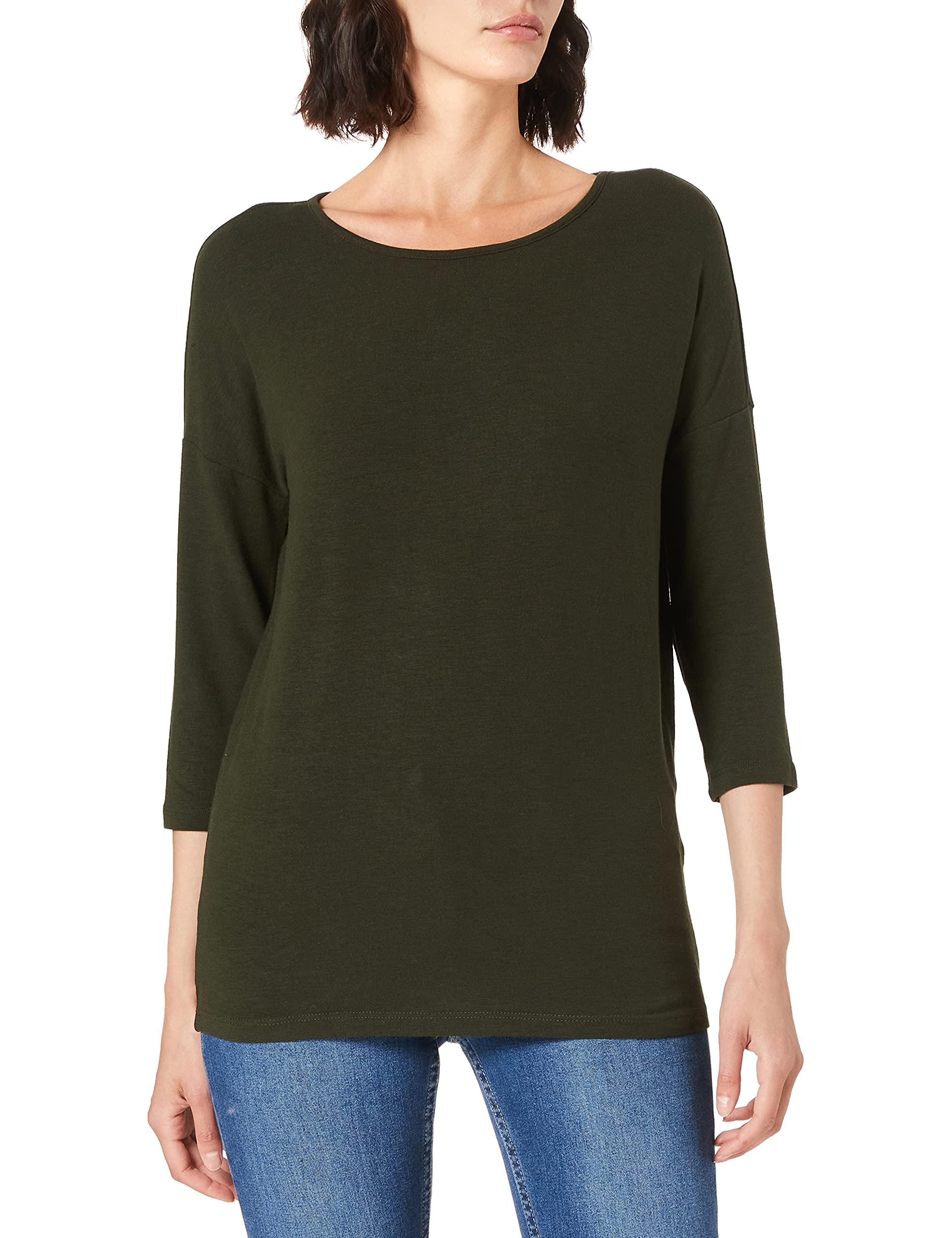 Only Three Quarter Length Sleeve Top Dark Khaki