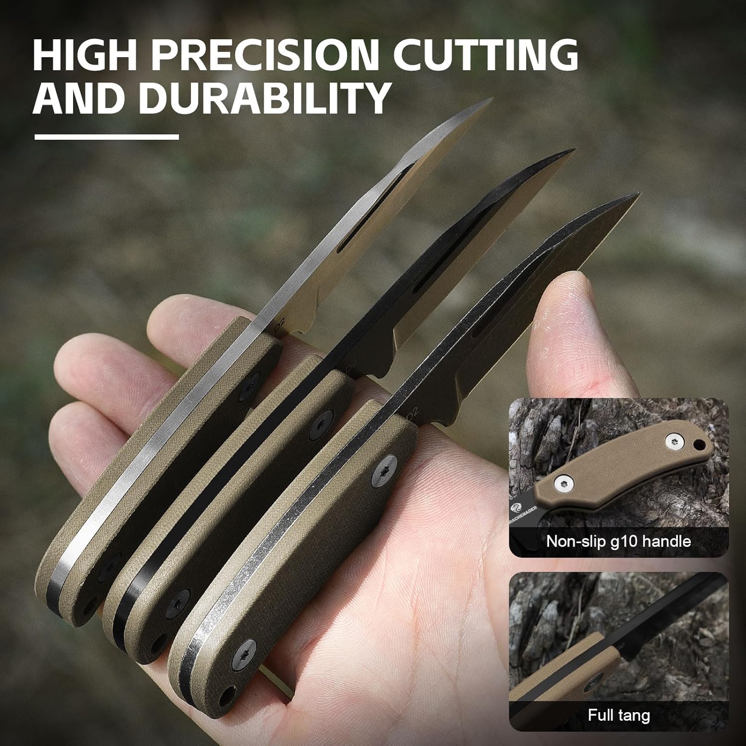 Small Neck knife with Sheath, Full Tang Fixed Blade Knife with D2 Steel Blade, G10 Handle, Ergonomic Design for EDC, Camping, Hiking, and Survival - Image 4