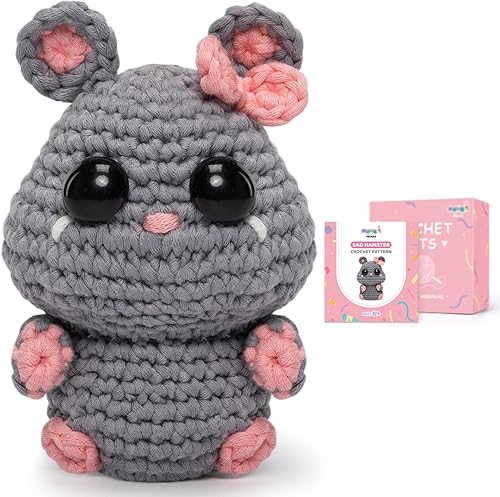 Mewaii Kit de ganchillo para principiantes nivel 2 con 40% hilo fácil de poner en marcha extra ecológico, tutoriales en video paso a paso para