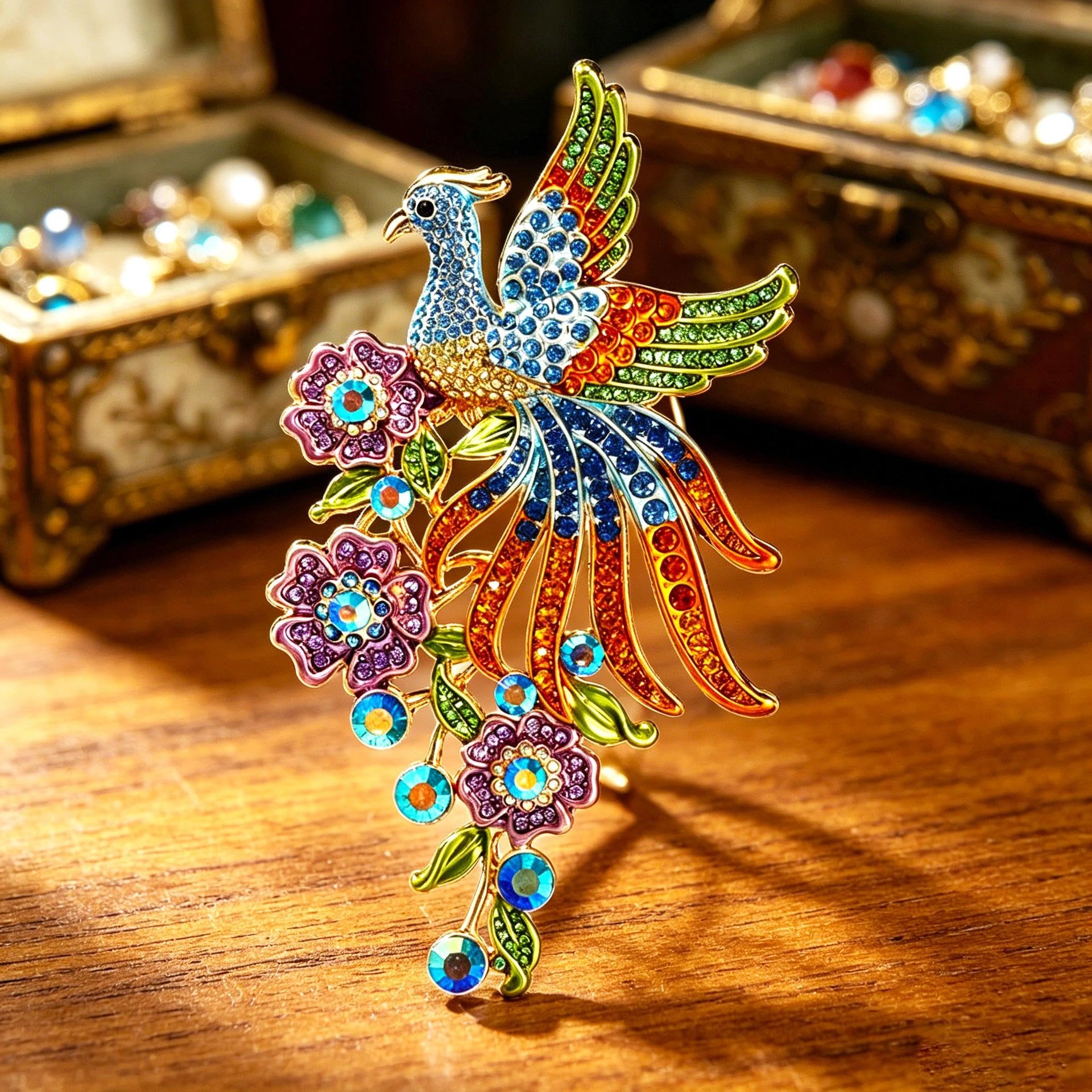 スワロフスキー ピーコック ブローチ Exquisite Peacock Brooch Pin