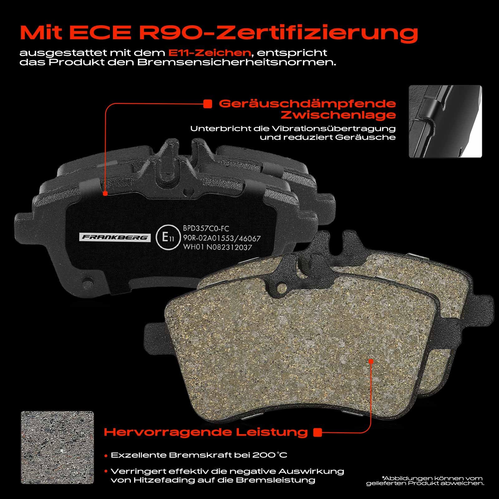 Frankberg Bremsensatz inkl. 2x Bremsscheiben + 4x Bremsbeläge Vorne Kompatibel mit A-Klasse W169 A 200 CDi A 200 Turbo E-CELL Replace# 1694200820,1694201220