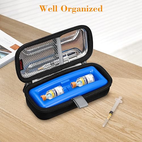 Miniatura 8 de Vial de insulina - Estuche enfriador de transporte, organizador portátil para diabéticos, resistente al agua, funda protectora rígida de viaje