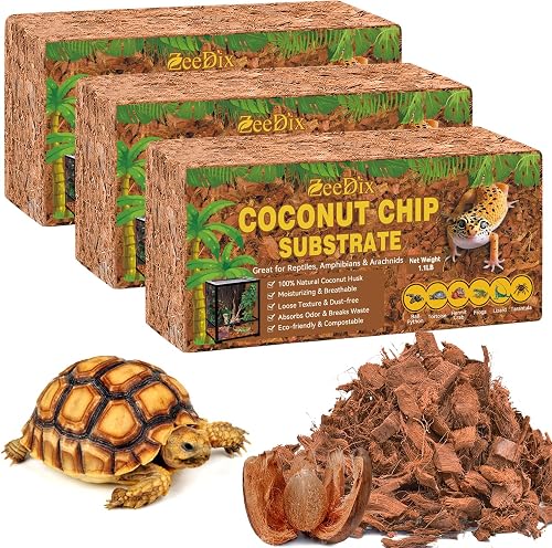 ZeeDix Coconut Husk Chip Substrate for Reptiles, 3 Pack Coconut Husk Mulch