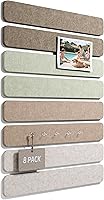 FLUXYNARA Felt Strip Board 8-Pack 13x2" Cork Board Alternative - Peel & Stick Pin Board with 50 Push Pins for Office, Bedroom, Dorm (Linen Dusk)