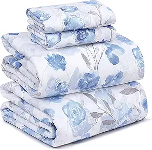 RUVANTI 100% Cotton Twin XL Sheet Sets, 3 Pieces, Soft & Breathable Percale Weave Bedding, Deep Pocket 16", Hotel Standard, Crisp Cool Feel, Durable, Perfect Size Floral Sheets, Monotones