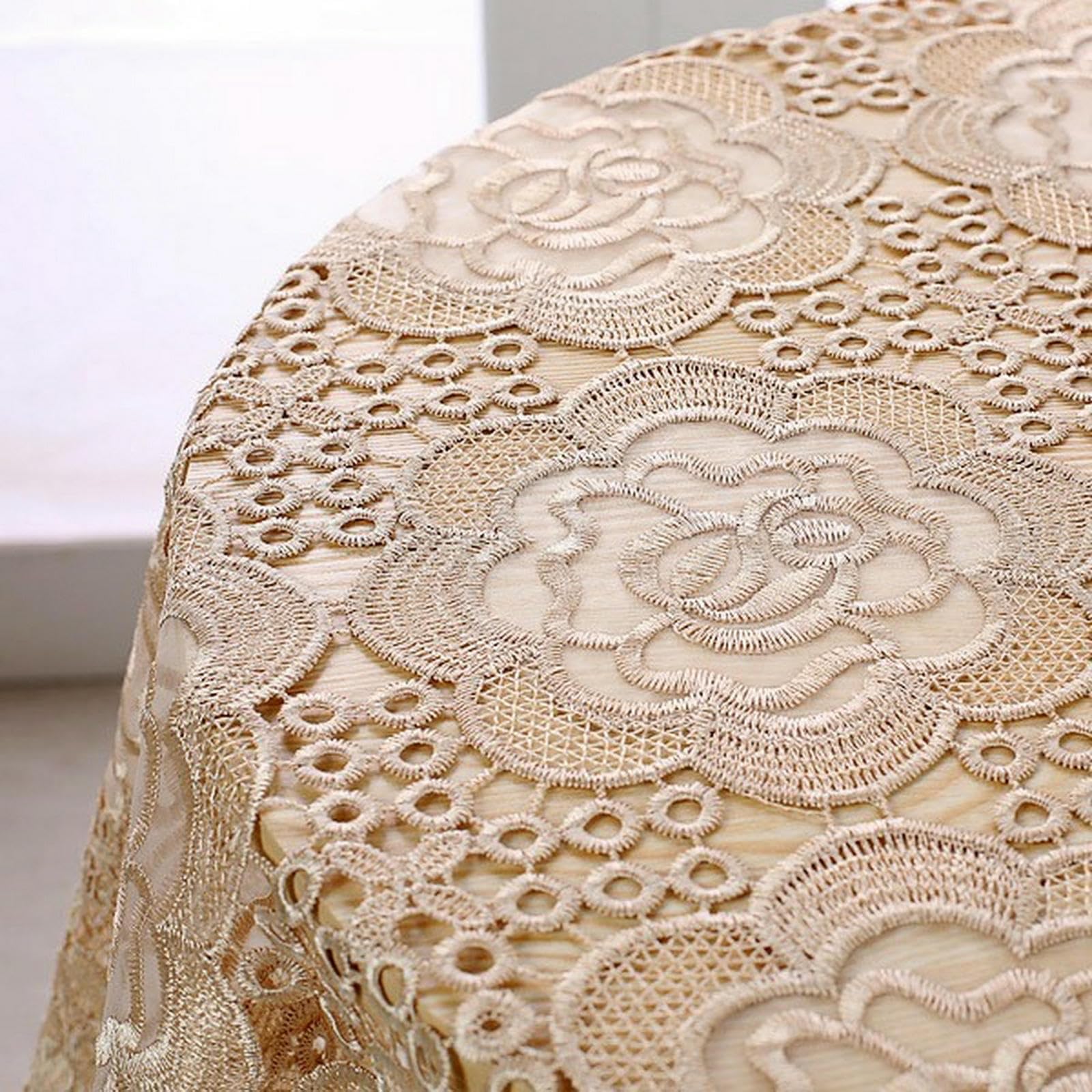 tovaglia in Pizzo Vintage Chic Ricamata per Tavoli da Pranzo Lunghi Banchetti Nuziali-marrone-150 * 270 Cm
