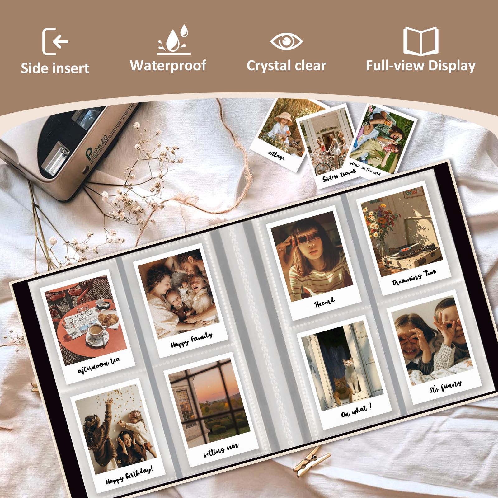 Lanpn 2 sztuki album fotograficzny Polaroid Mini 208 zdjęć książka Polaroid album fotograficzny do Fujifilm Instax Mini 9 8 90 40 7 11 12 Evo LiPlay aparat natychmiastowy Polaroid Snap PIC-300 Kodak
