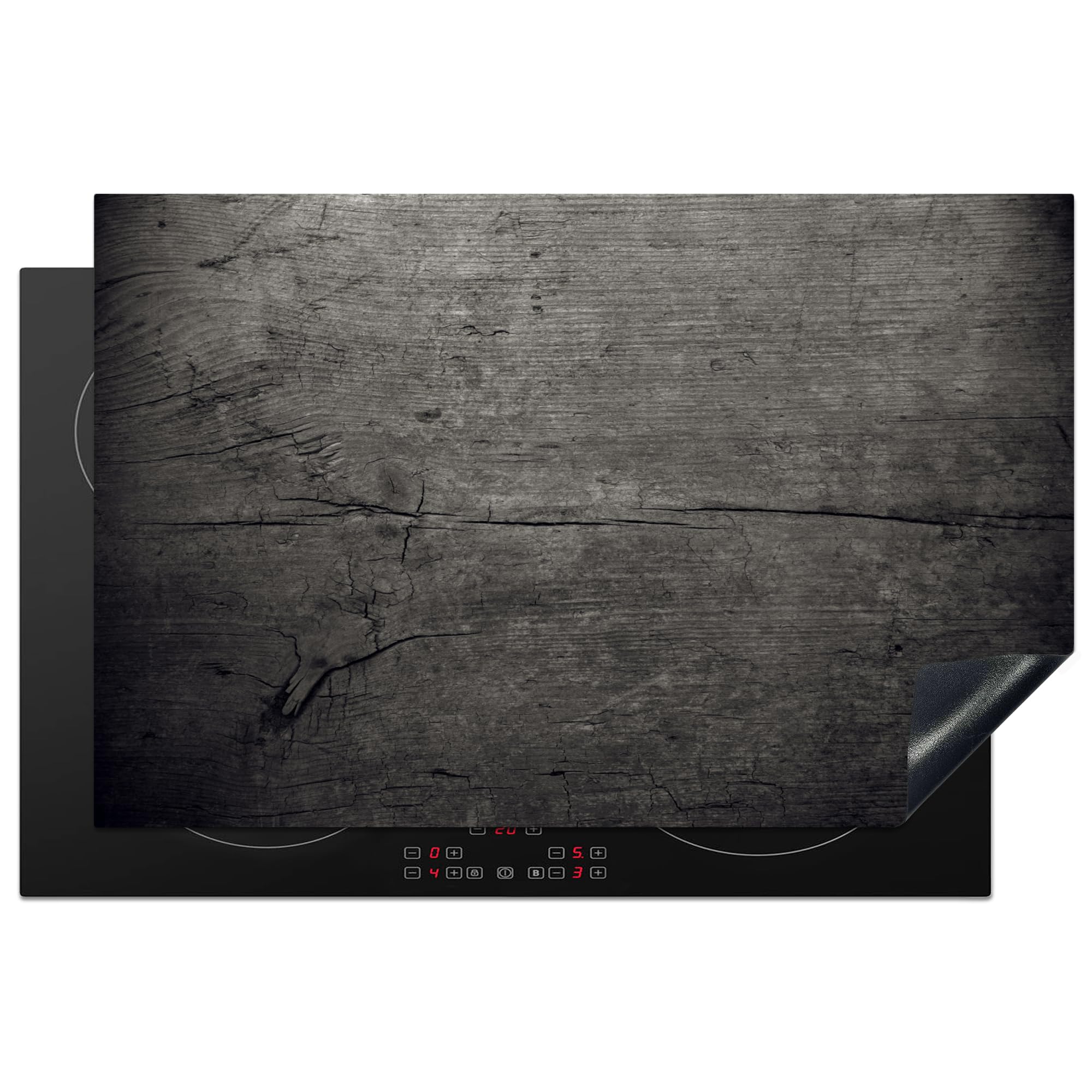 KitchenYeah© Induction Hob Protector Mat 20.5"x31.5" / 80.2x52.2 cm Stove Cap Top Cover Kitchen Cooker Covers for Electric Hobs Vinyl Concrete - Grey - Dark