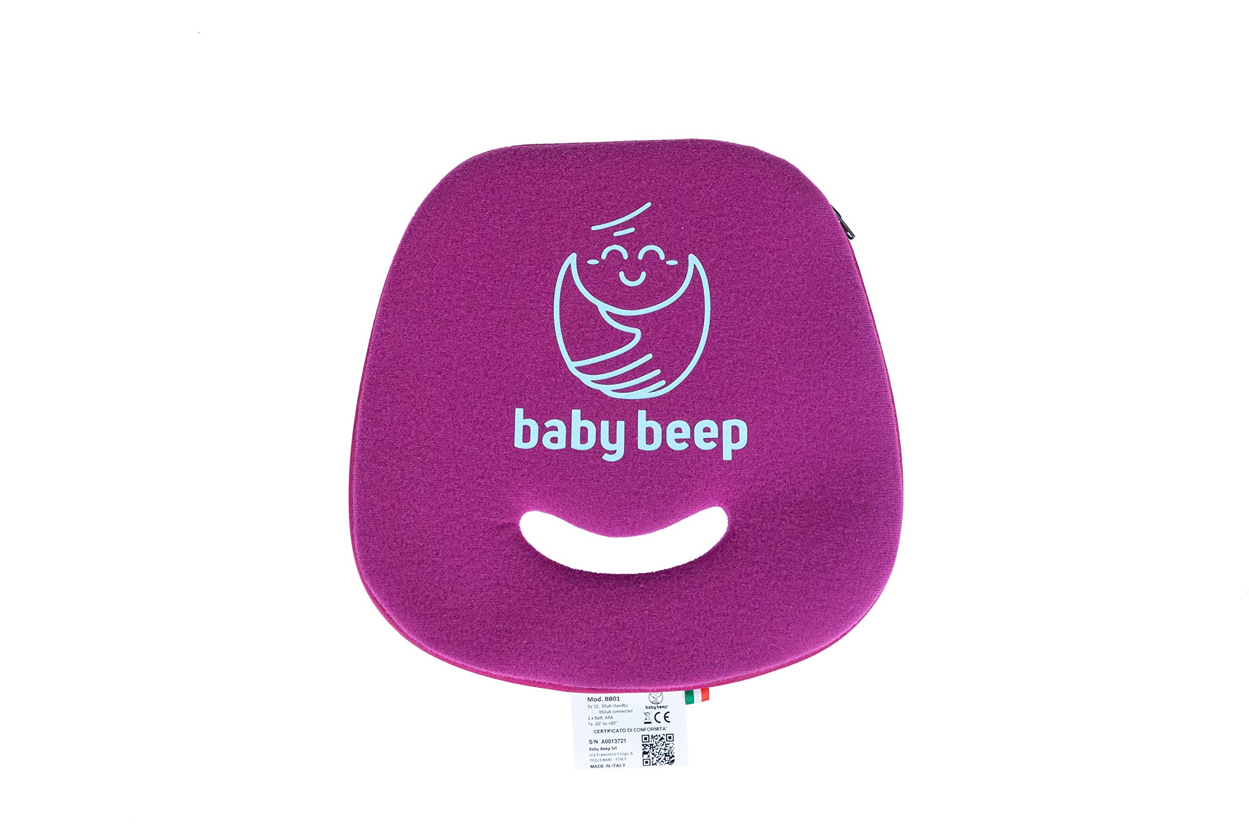 Baby Beep Bbrc1 Cuscino Bluetooth Anti Abbandono Universale per Seggiolini Auto, Rosso (Ciliegia)