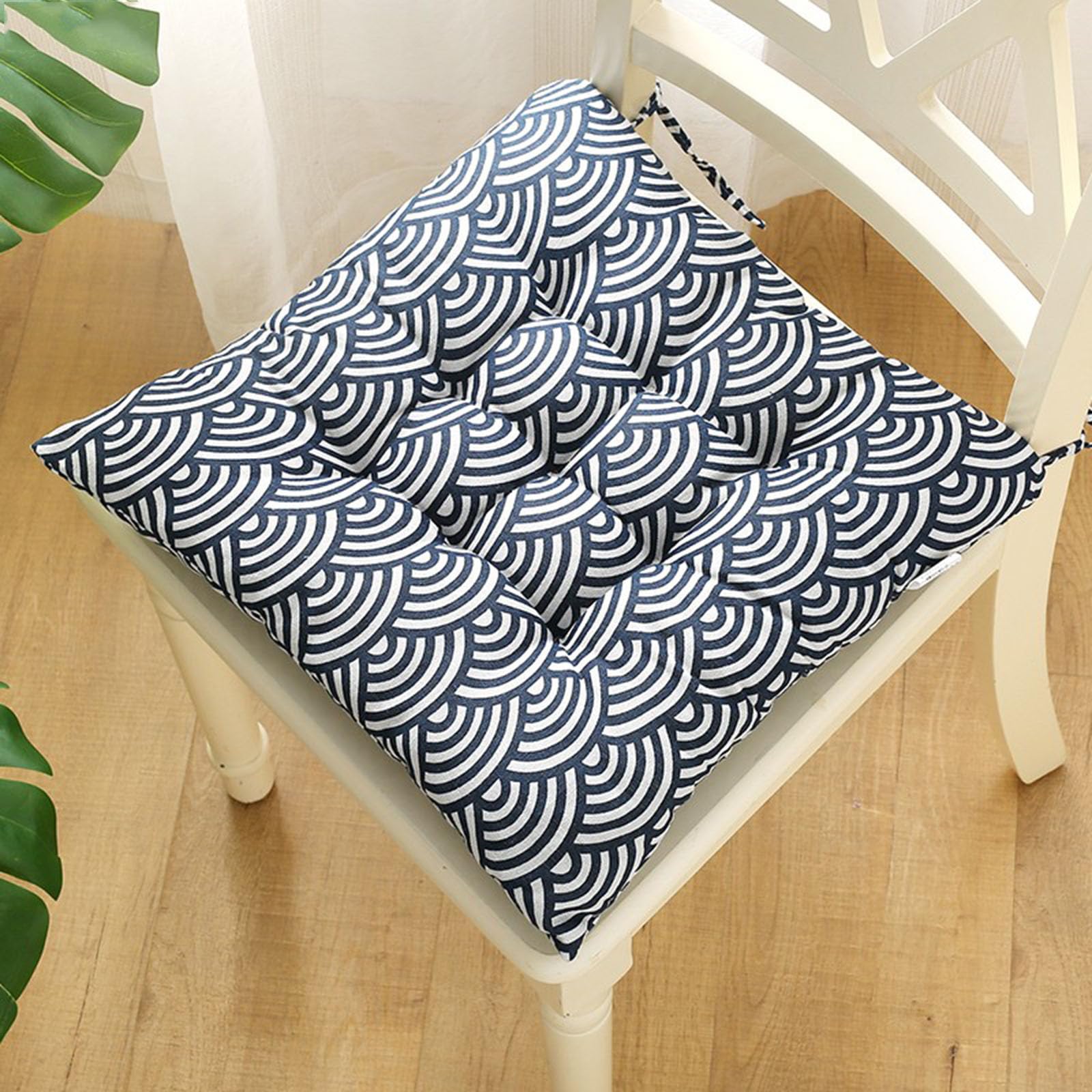 Velvet Chair Cushions for Dining Chairs, Set of 1 2 3 4 5 6,Seat Pads for Kitchen Chairs with Ties,40cm*40cm(15.7in*15.7in) (2, Ocean Wave, 15.7in*15.7in) — image 1
