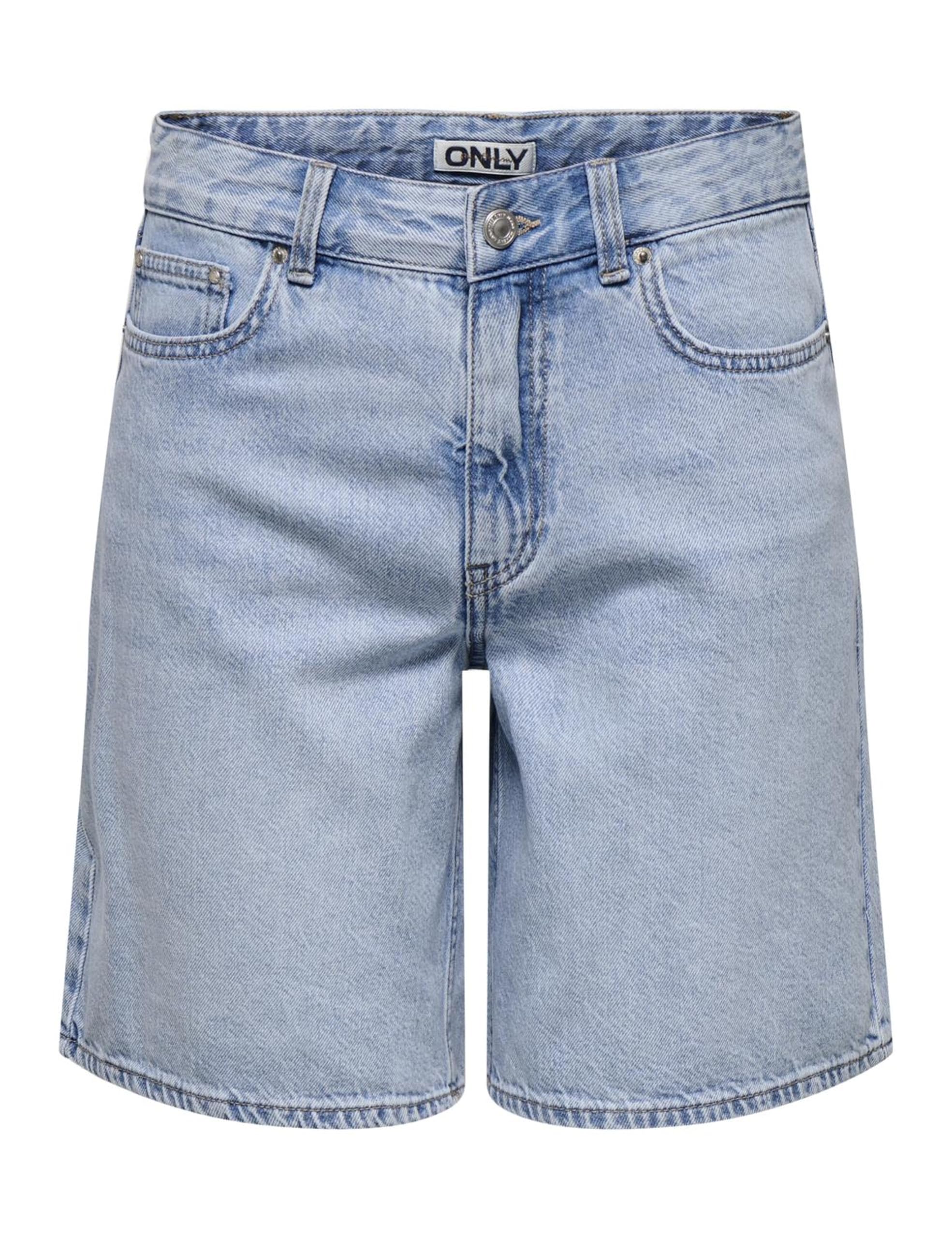 Only Onllumi MW Mom Pantaloncini DNM Pim, Blu Jeans Chiaro, S Donna
