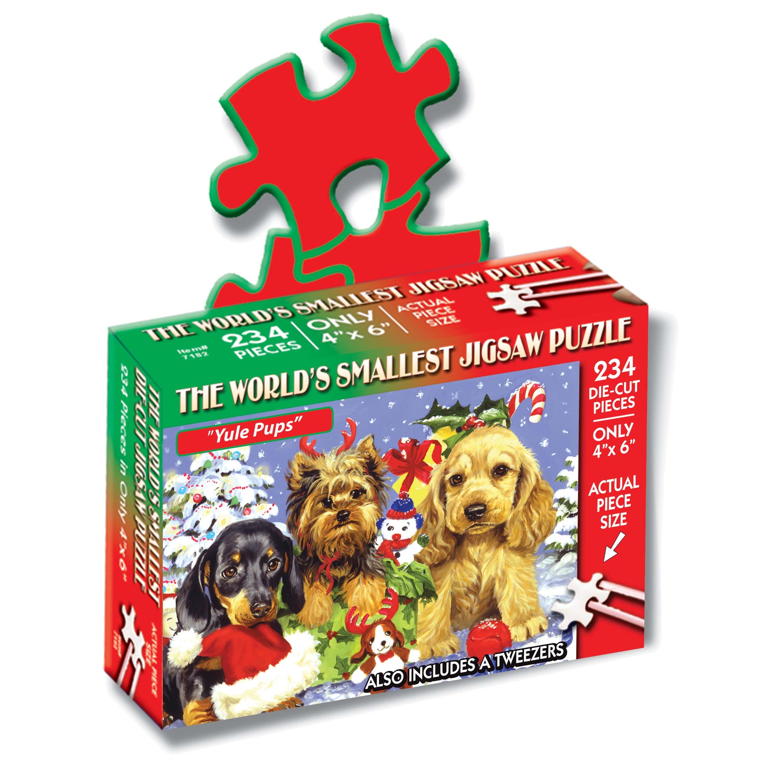 TDC Games World's Smallest Holiday Jigsaw Puzzle, Yule Pups - Mini Puzzles, Small Challenging Travel Art Puzzle for Adults, 200+ Pieces, Gifts