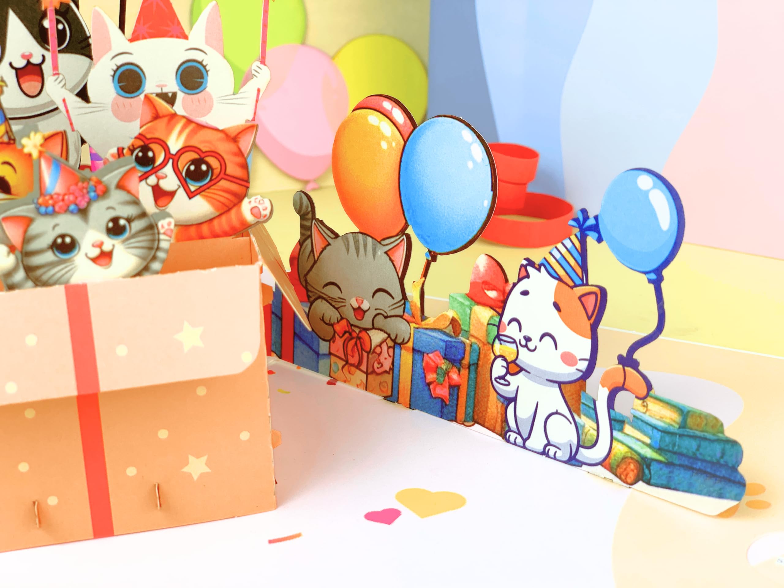 Katzen-Geburtstagskarte, lustige Pop-Up-Geburtstagskarten für Frauen, Männer, Kinder, Geschenk für Katzenliebhaber, süßes Katzen-Thema, 3D-Grußkarte