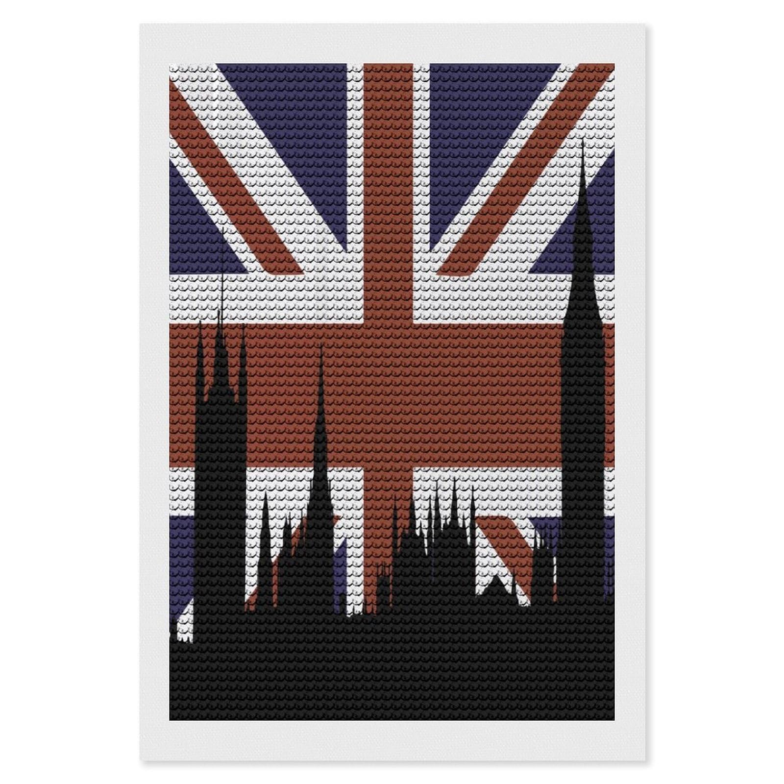 Nclqvjxzkhw Style British Flag Building Silhouette Diamond Art Painting For Adult Round Diamonds Pictures Arts Crafts Home Wall Decor 8"X12"