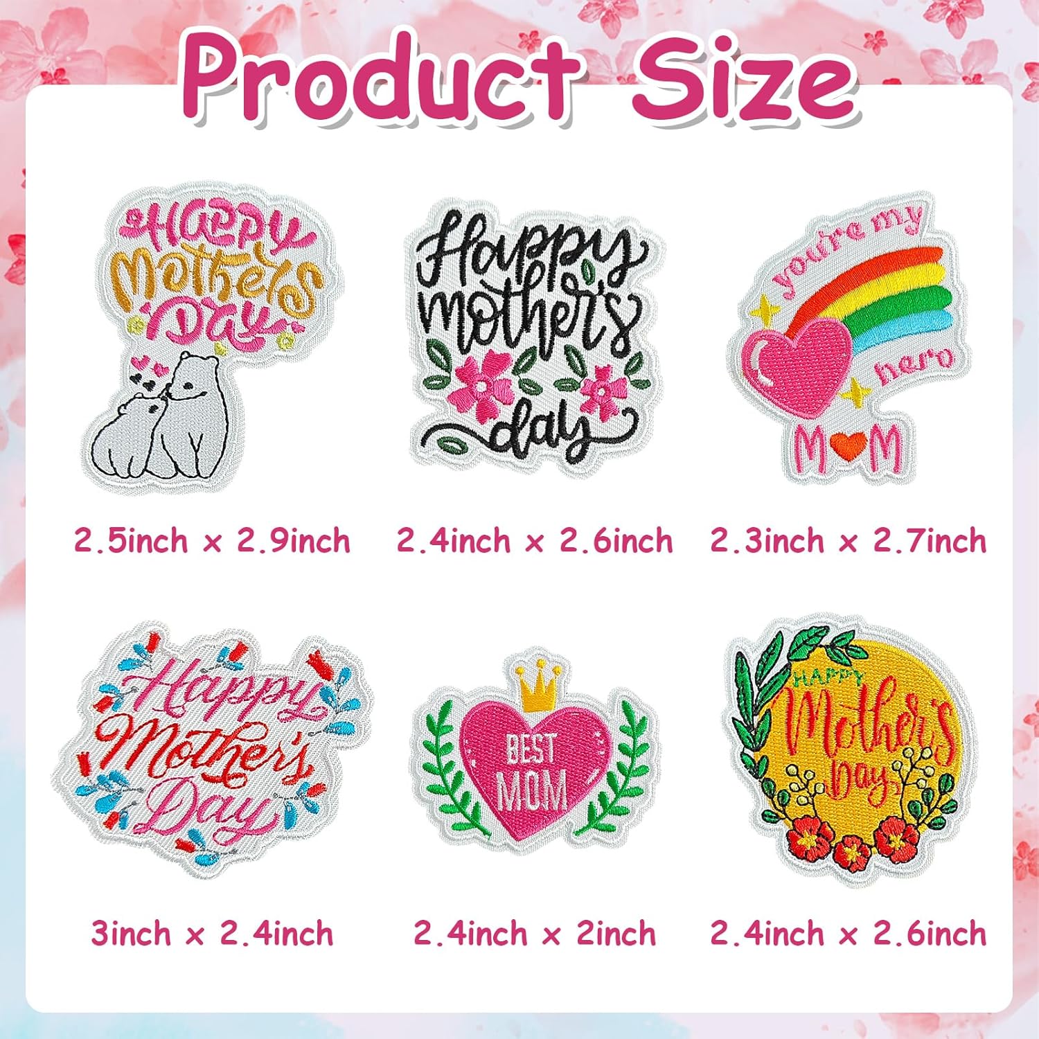EMORBALS 20 Pcs Mothers Day Iron on Patches, Iron on/Sew on Mom Pathces for Clothes, Hats, Jacket, Jeans Mother's Day