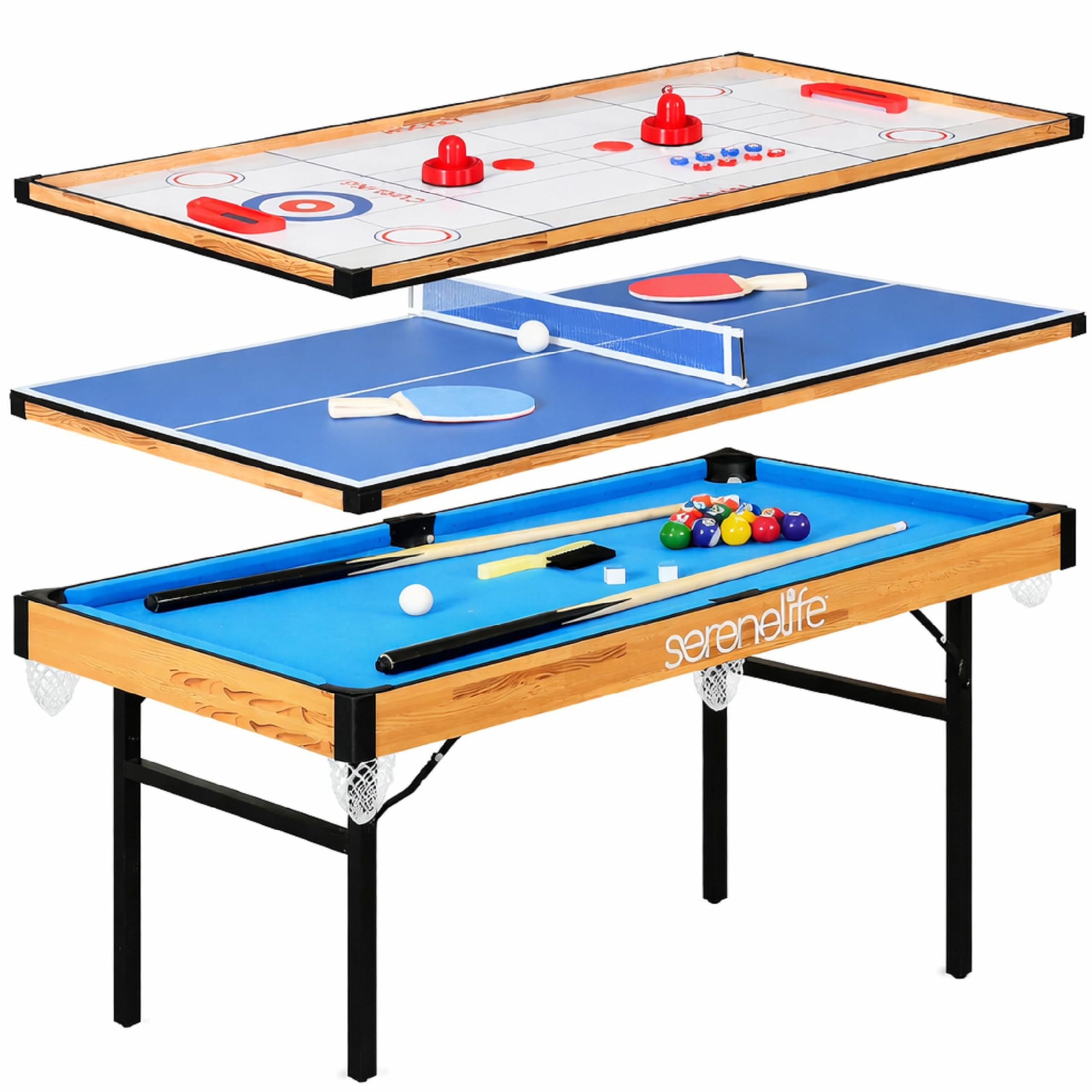 Amazon.com: SereneLife 4 in 1 Multi Game Table, 4'x2' Folding