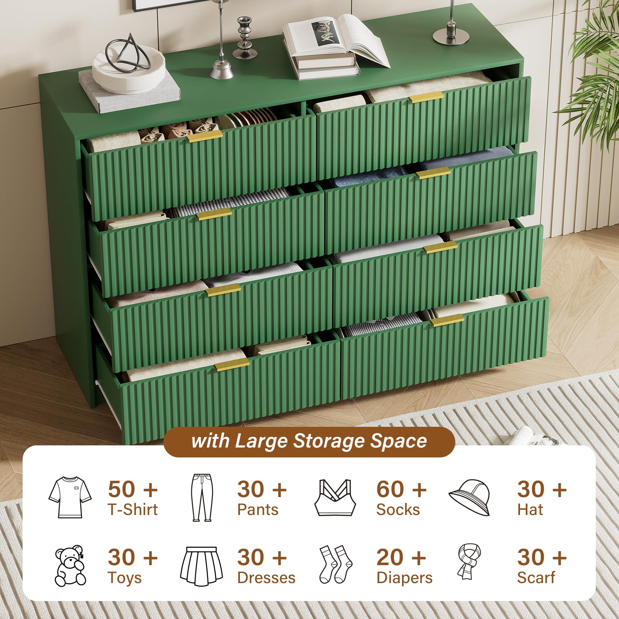 green dresser and nightstand set Mid Century Modern 2 Drawer Fluted Nightstand – GiraTree