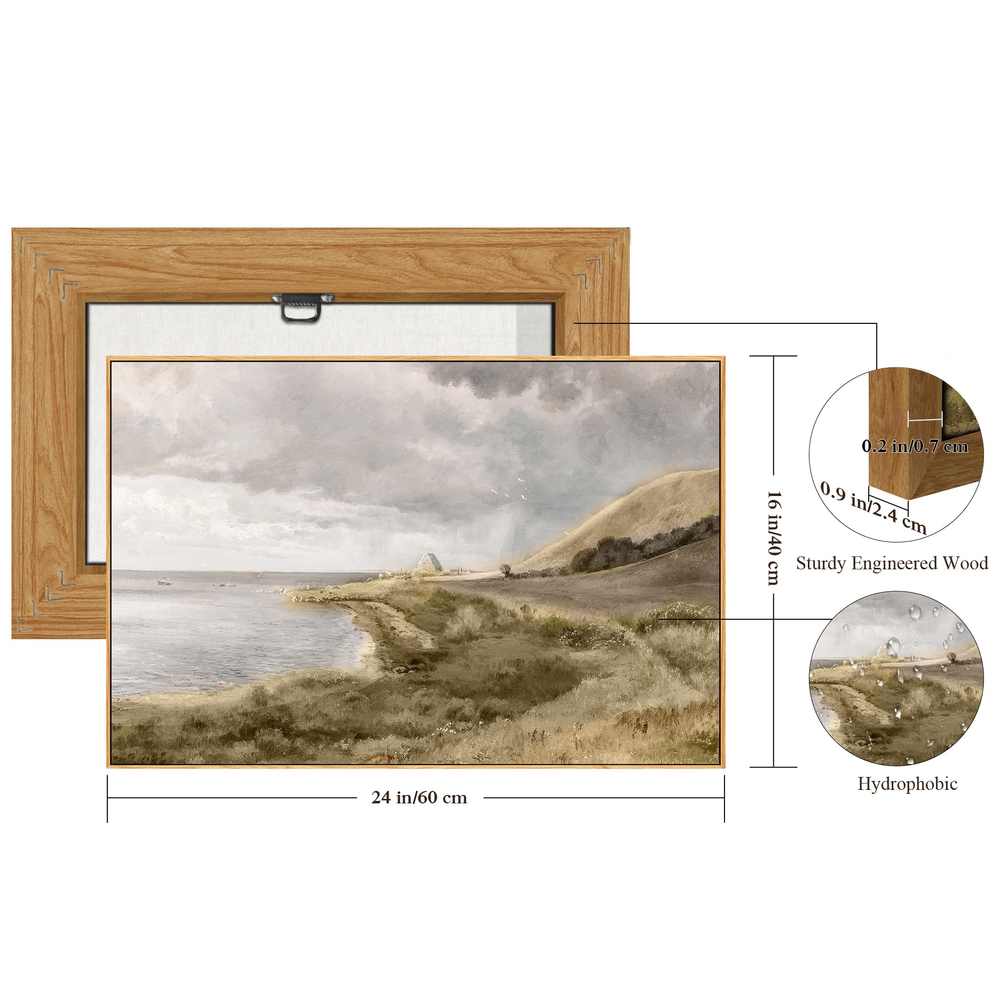 hyidecorart Canvas Schilderij Woonkamer Ingelijst, Vintage Schilderijen Deense Kust, Prints Wall Decoration Slaapkamer Kantoor Keuken Badkamer