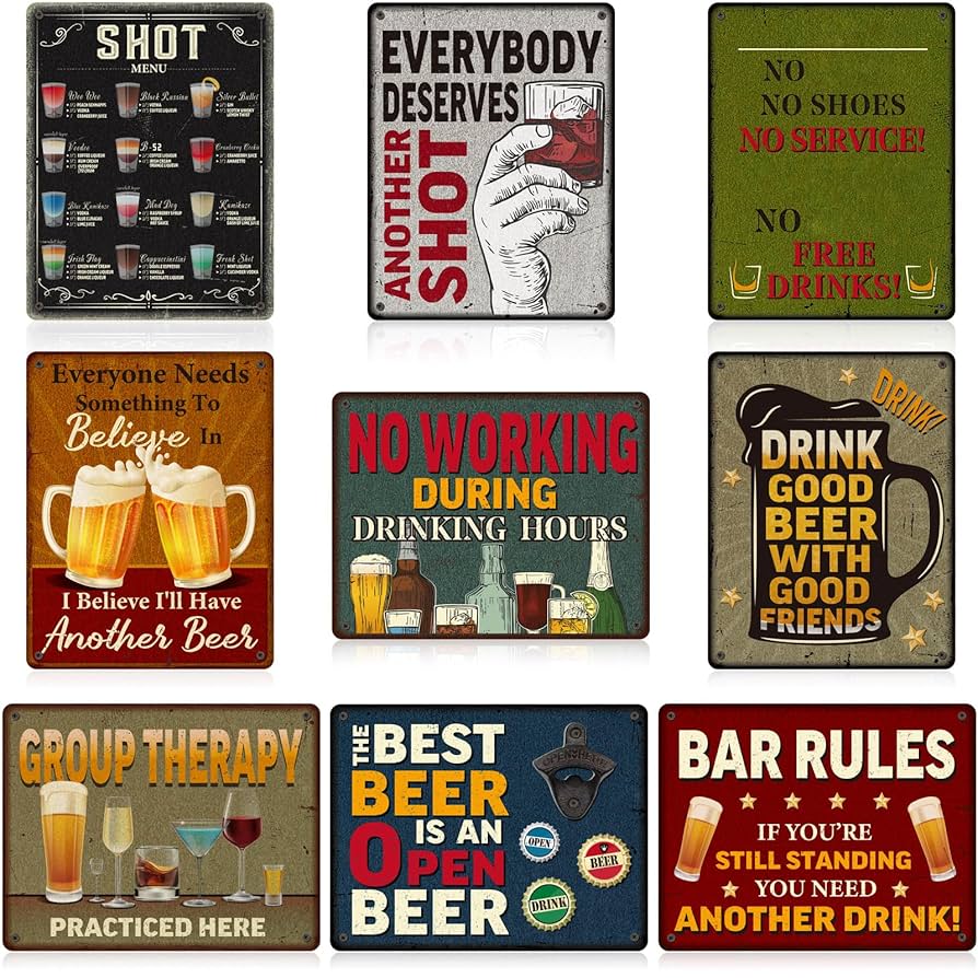 Amazon.com: Clabby 9 Pcs Funny Bar Signs for Home Bar