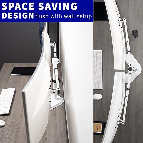 Miniatura 9 de VIVO Soporte de escritorio para monitor de 27 a 38 pulgadas resistente brazos telescópicos independientes configuración de pared empotrada se adapta