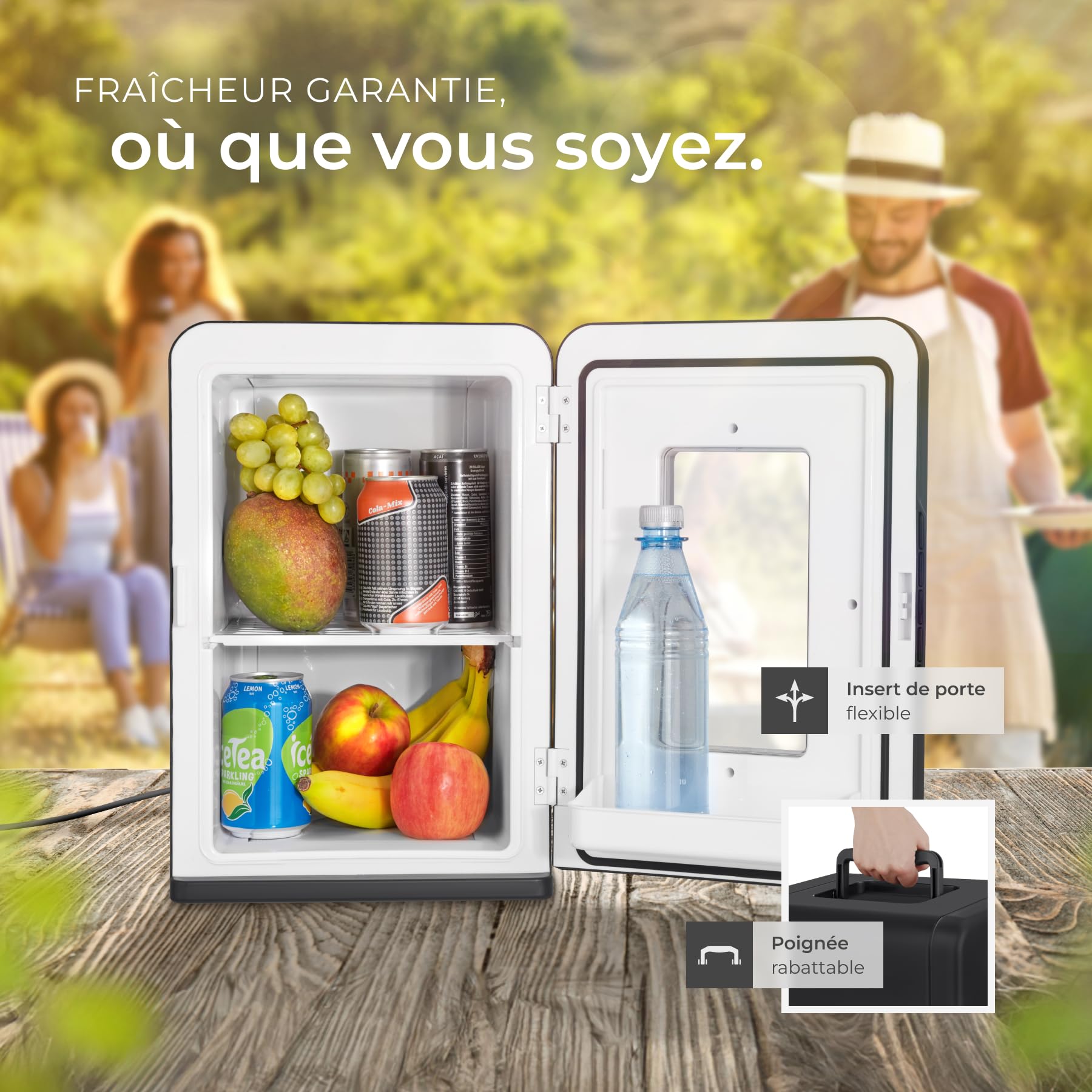 tectake Mini frigo de voiture 14L, 2en1 Refroidissement et chauffage, glacière électrique portable