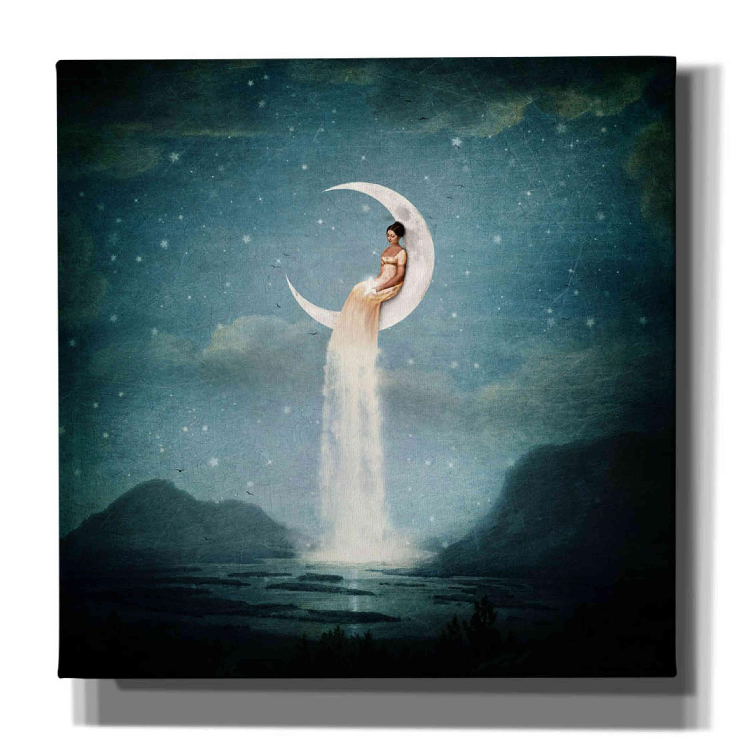 Epic Graffiti 'Moon River Lady' by Paula Belle Flores, Giclee Canvas Wall Art, 37"x37"