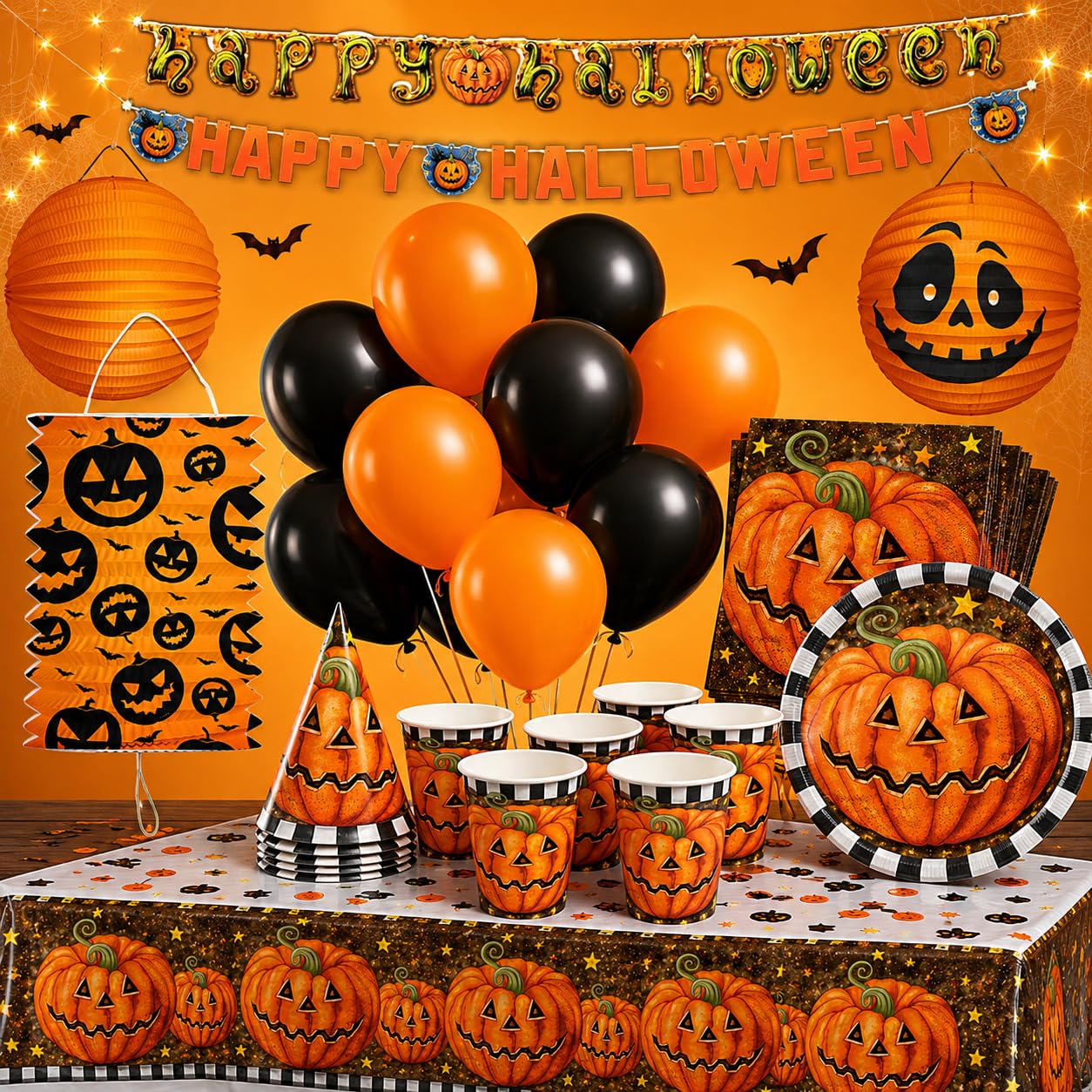 Jesters Party Halloween Decoration Kit with Tableware & Balloons 66 pieces