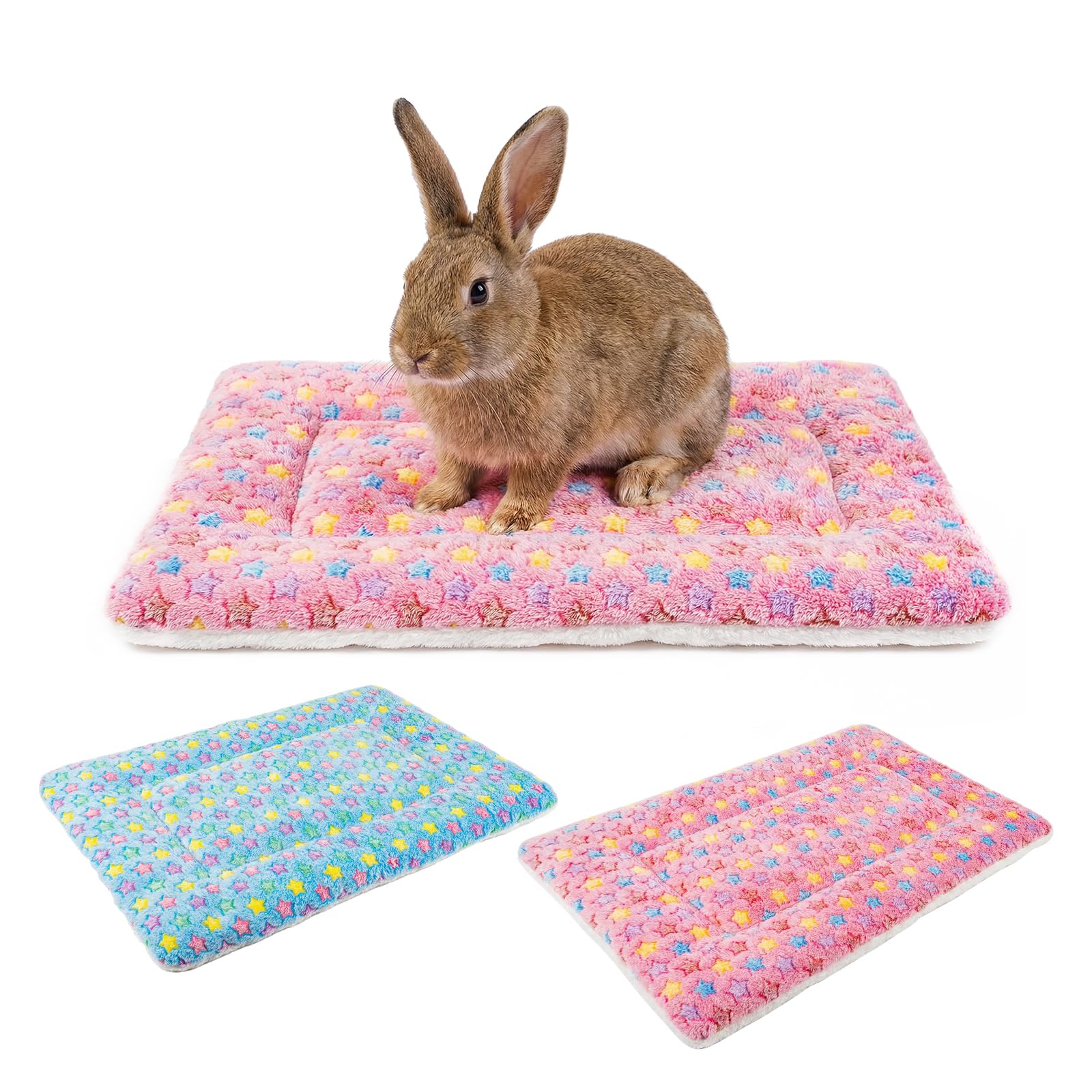 MICOOYO Guinea Pig Bed Mat 2 PCS, Washable Small Animal Bed, Waterproof Pet Cushion Mat for Bunny Squirrel Hamster Crate Mats(S,49x32cm)