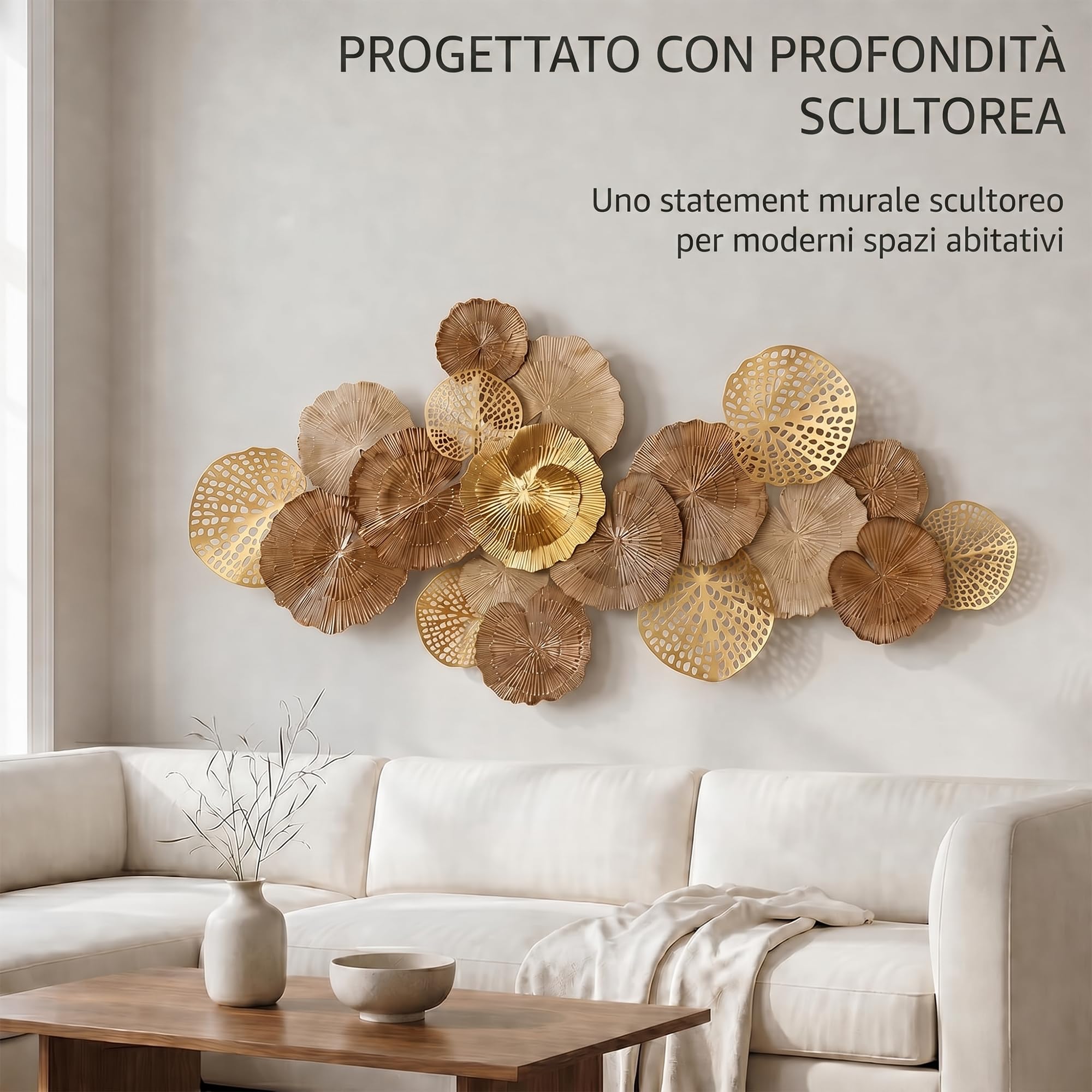 Blissio Grande Decorazioni Parete, Design di Foglie di Loto 3D Decorazioni di Metallo Parete, Decorazioni Parete Metallo, Perfetto Decorazioni Casa, per Soggiorno, Camera da Letto