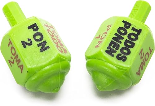 Classic Mexican Pirinola Toma Todo Plástico Solid Peace Color Colección Verde/Pirinola de Plastico Solida Colección Verde (2 unidades)