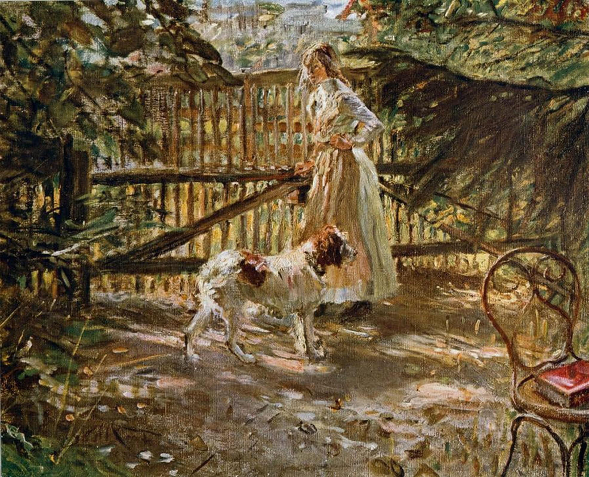 ARTXLXXBN Famous Painting Canvas Artwork Graffiti Print Am Gartenzaun by Fritz Von Uhde Portrait Canvas Image for Home Decor 60x90cm