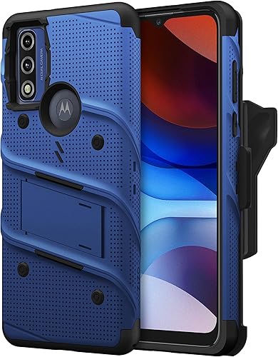 ZIZO Bolt Bundle - Funda para Moto G Pure con protector de pantalla y cordón de soporte, color azul y negro