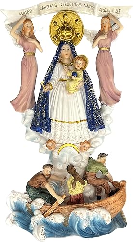 Virgen Caridad del Cobre - Estatua de caridad Figura de imagen de resina, regalo religioso, decoración de mesa, hogar, oficina, 12 pulgadas
