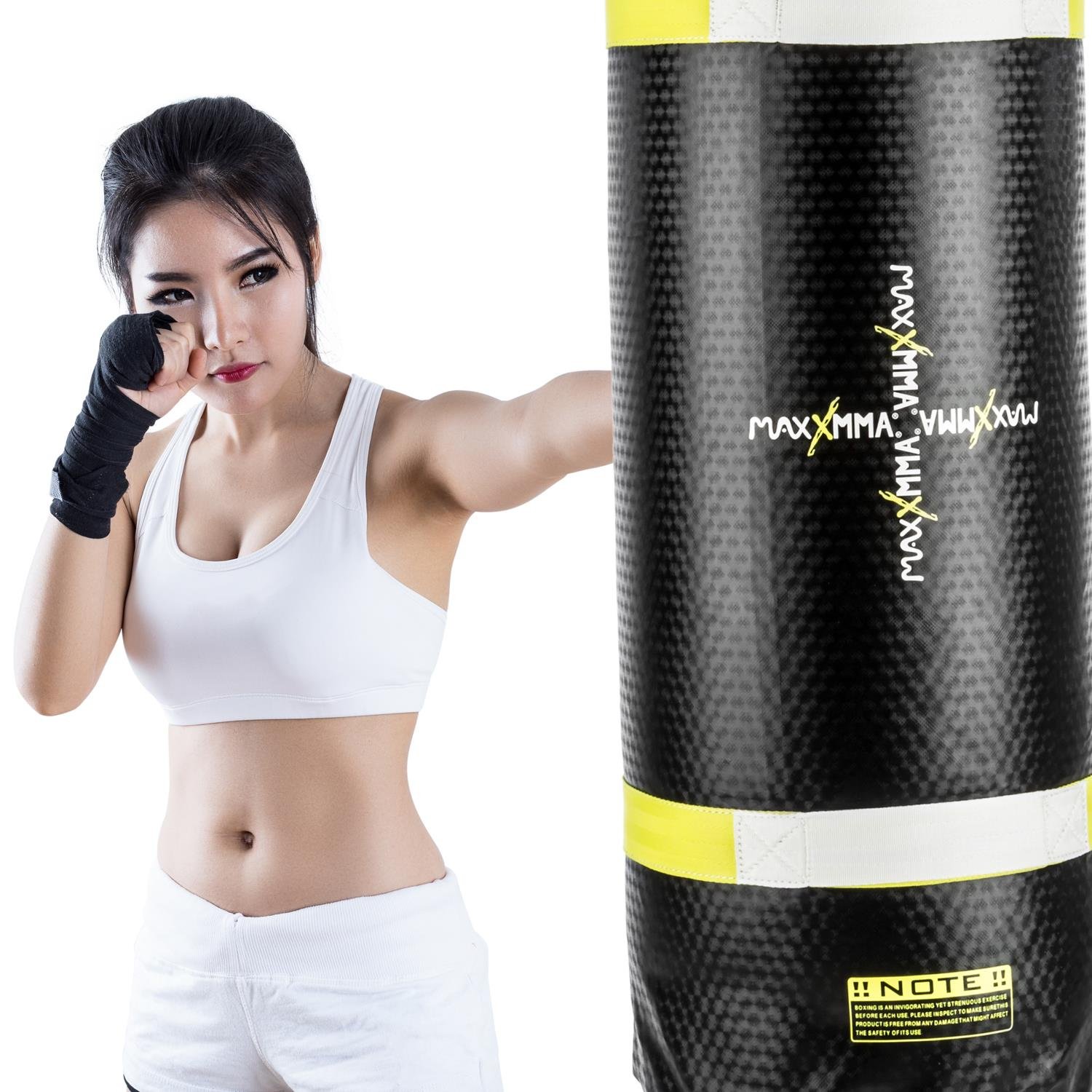 Klarfit Maxx MMA-A - Boxsack, Power Bag, Uppercut-Bag, Innovative Luft-Wasser Befüllung, Befüllung mit Wasser bis 55 Liter, Kampfsport-Training, Functional Training, Wasserschlauch, schwarz