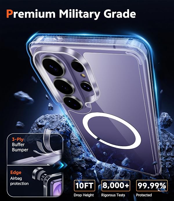 FNTCASE for Samsung Galaxy S26-Ultra Case: Clear Magnetic Phone Cases with Screen Protector Compatible with Magsafe Slim Anti Yellowing Rugged Protective Transparent Cell Phone Cover (Clear Magnetic) by FNTCASE - Image 6