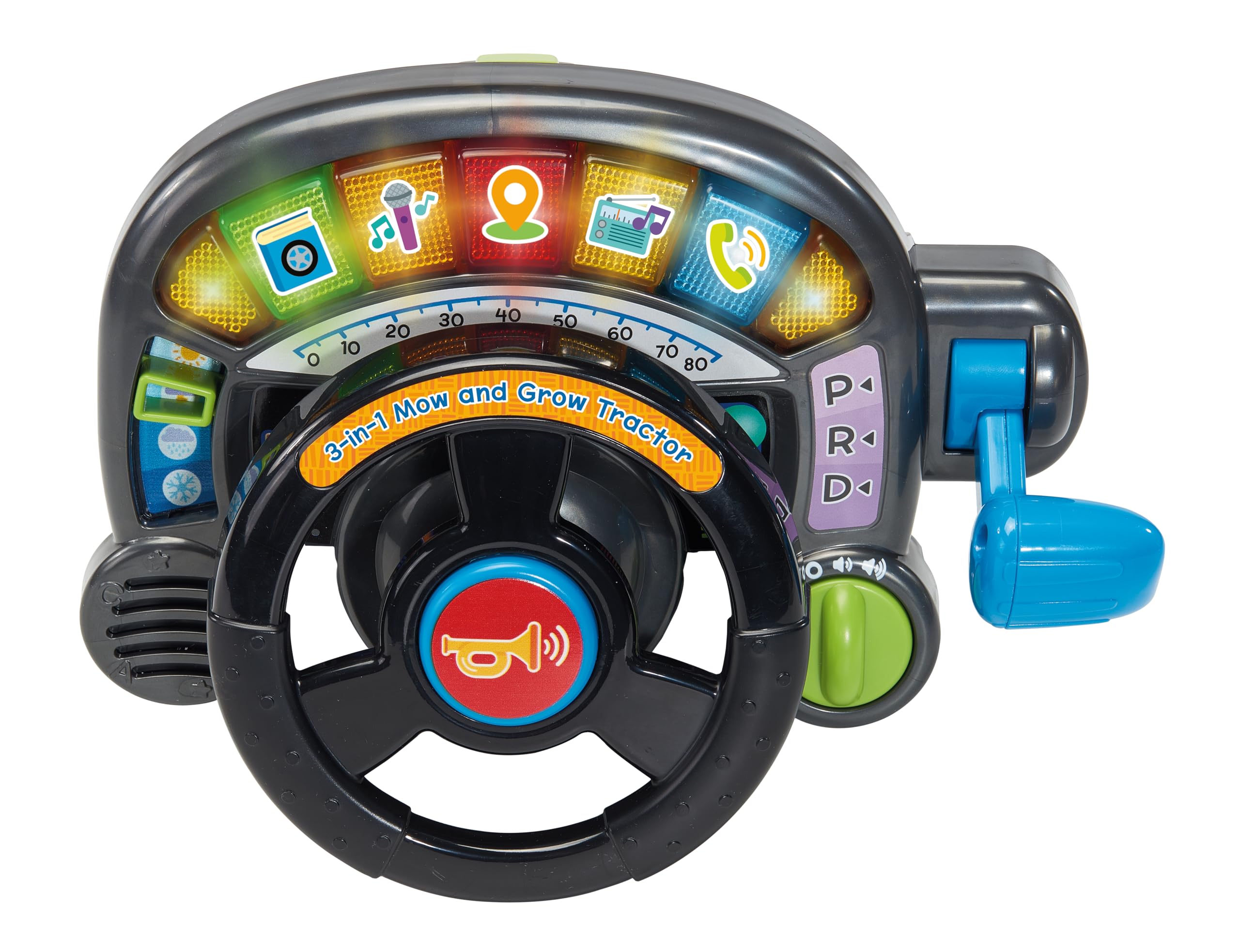 VTech Tracteur 3 en 1 pour bébé - Tondeuse autoportée - avec Panneau conducteur - Jeu imaginatif - Effets sonores - Jeu interactif - Convient aux Enfants de 12, 18 et 24 Mois - Version Anglaise