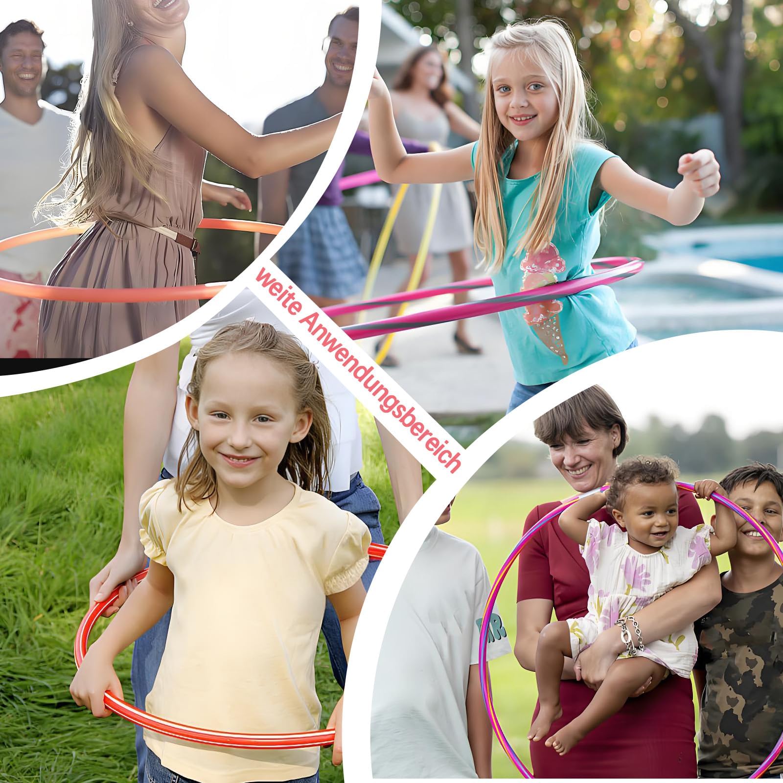 2 pezzi 8 sezioni Hula Hoop pneumatici colorati hula hoop per bambini rimovibile Hoola Hoop bambini 8 anni per compleanno ragazze dai 3 4 5 6 7 8 9 anni
