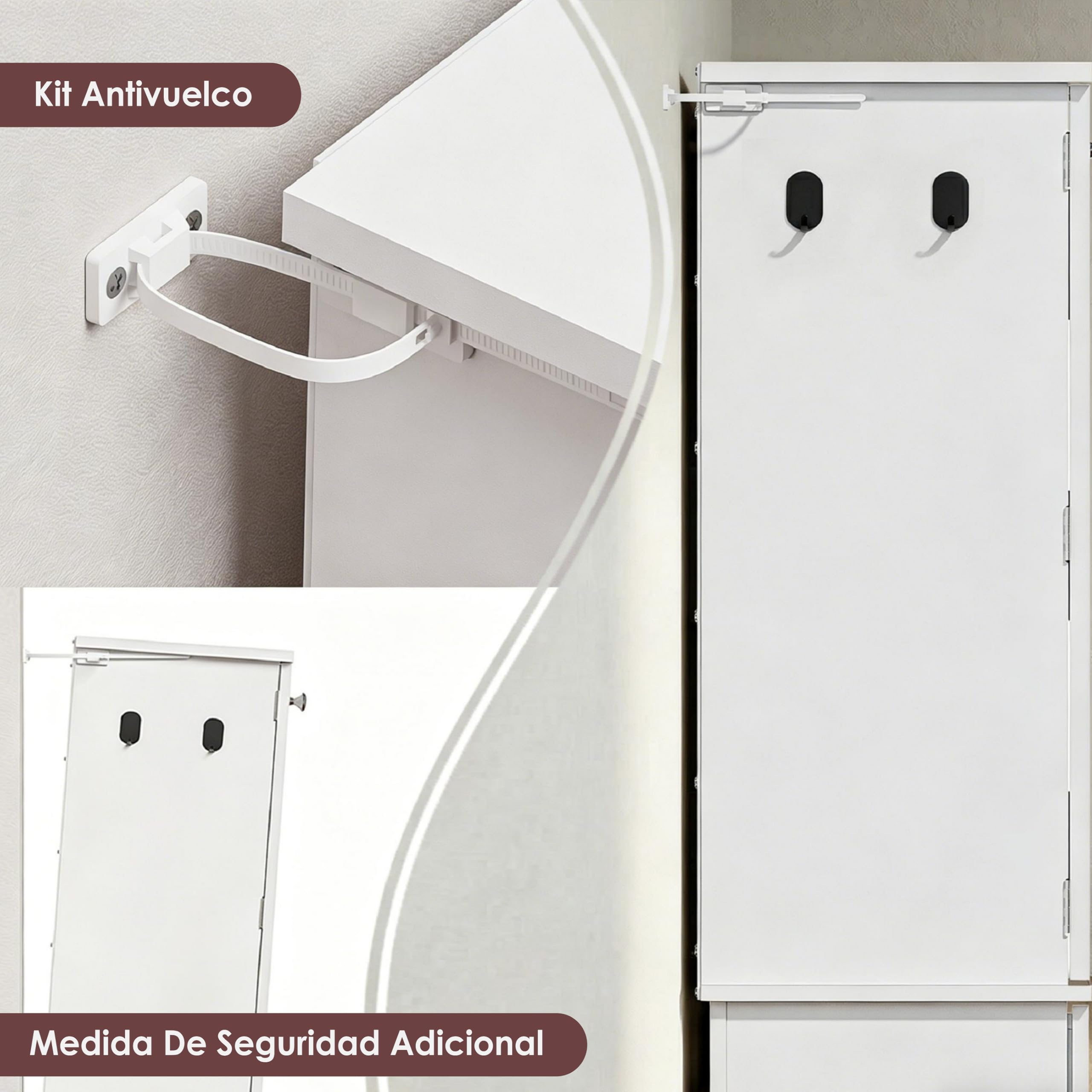 Armario para Comida de Perro con 2 Cuencos de Acero Inoxidable, Estación de Alimentación para Mascotas con Estantes Ajustables y Almacenamiento Lateral, Blanco, 59,7 x 31 x 80,5 cm