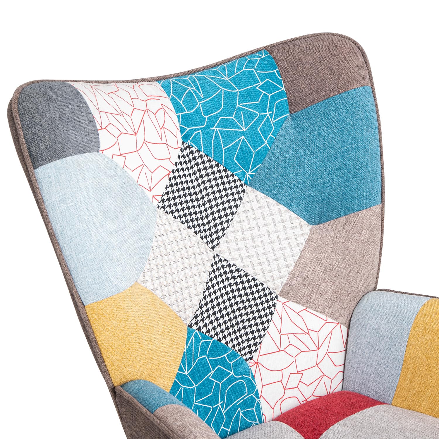 Poltrona Poltroncina Relax Patchwork con Schienal da Arredo Soggiorno Cucina Design