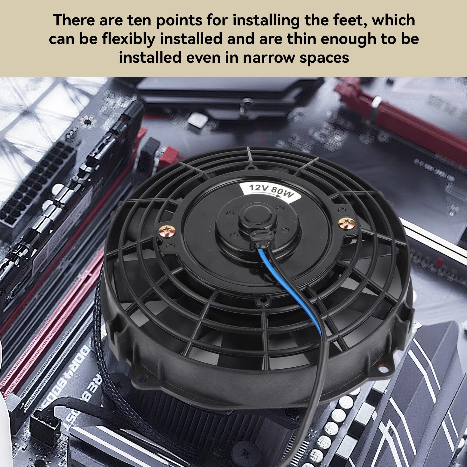 Ventilatore Elettrico Universale, Ventola Per Condizionatore D'aria da 8 Pollici Accessori Per Prestazioni Automobilistiche Per Radiatore Raffreddamento Automatico Aria Condizionata 10 Pale 12V 80W 22