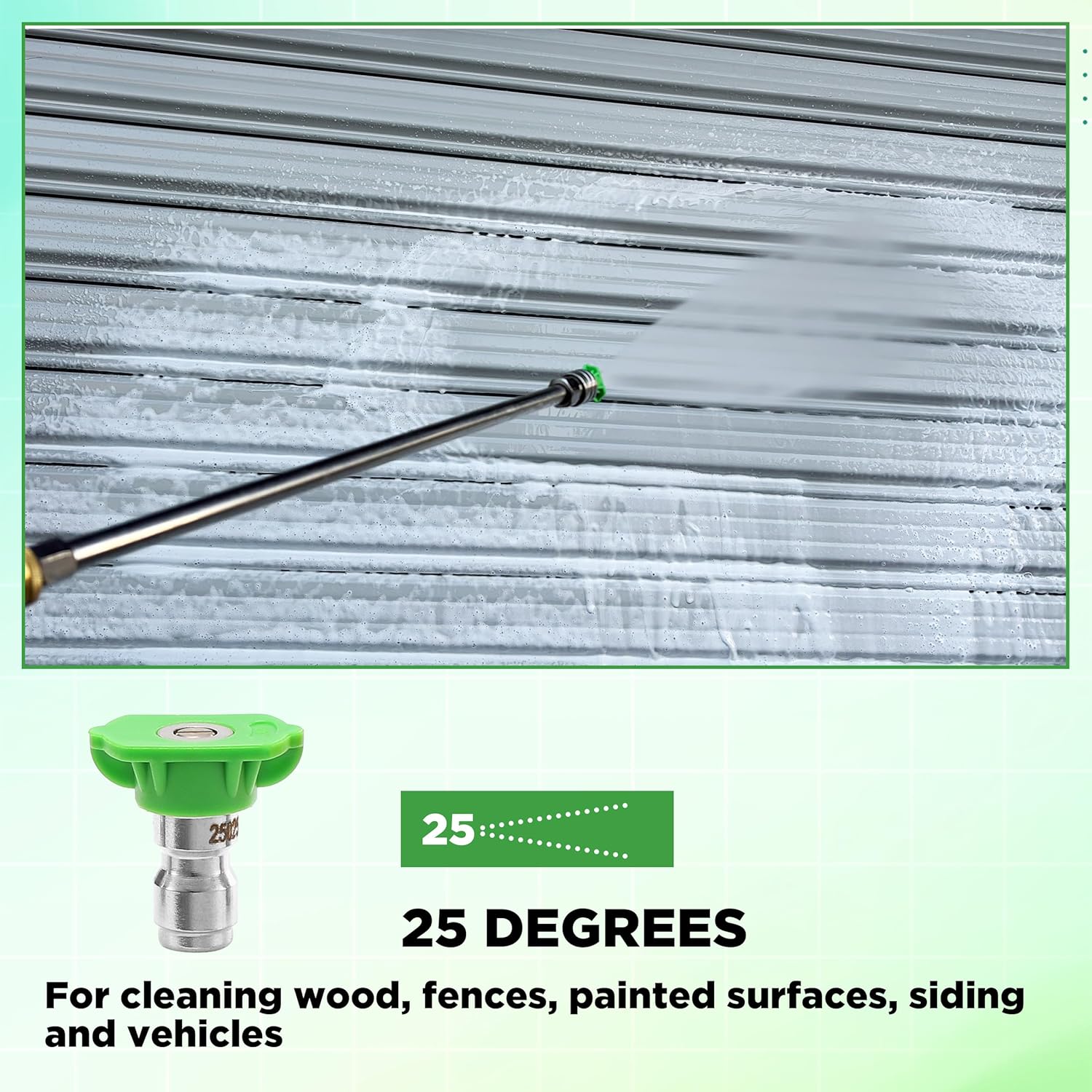 Pressure Washer Tips, 25 Degree Green Power Washer Nozzle Tips, Pressure Washer Nozzle 7 Pack, 1/4 Inch Quick Connector, 4000 PSI