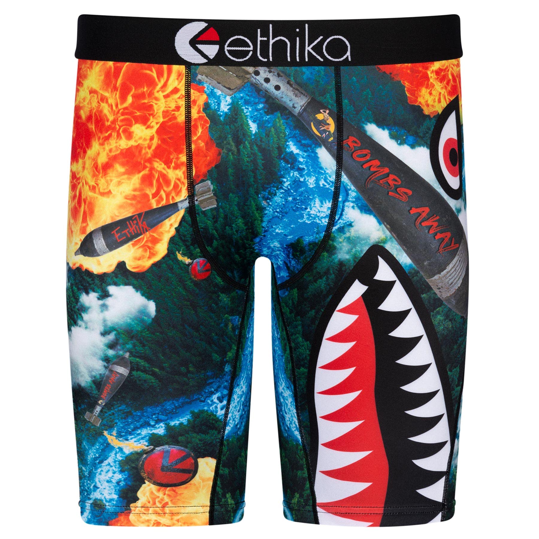 Ethika Mens Boxer Brief Knee Length 4-Way Stretch Performance Underwear with Graphic Prints BMR 3D