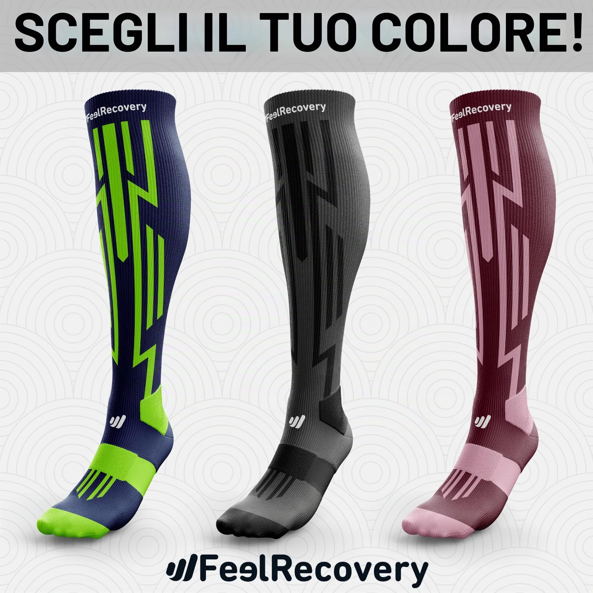 Calze Compressione Graduata Sport Uomo/Donna (1 Paio) - Calze Contenitive Running, Trekking, Sport, Calcio, Sci - Calzettoni Lunghe Termiche Estive e Invernali - Calza Elastica Lana Merino Traspirante