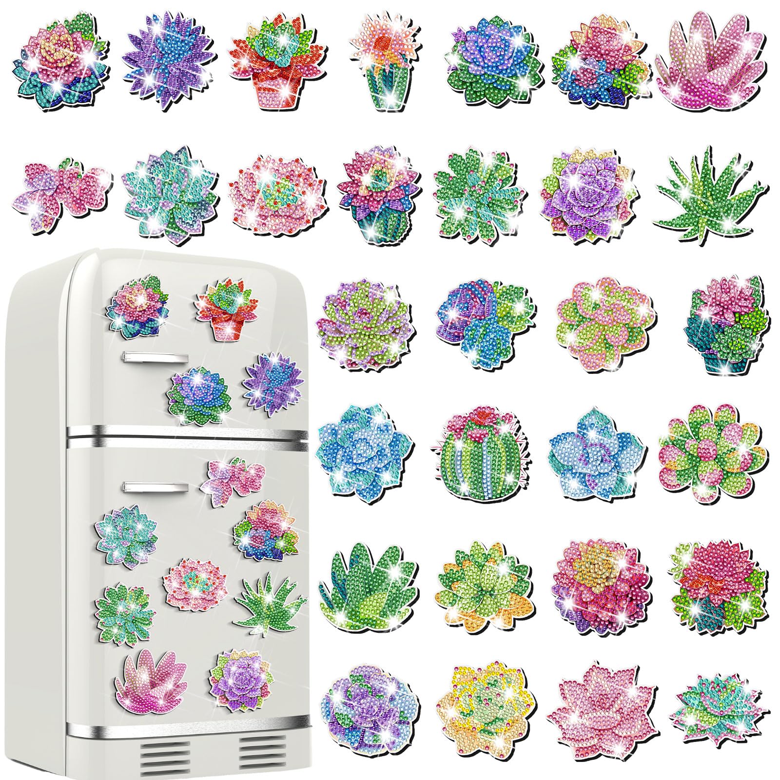 Remuuly 30 Pcs Succulent Diamond Painting Magnets Diamond Art Magnets Kits