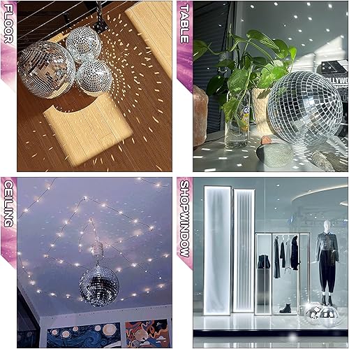 Miniatura 10 de Bola de espejo para discoteca, DJ, club, fiesta, boda, decoración del hogar, bola de discoteca de 8 pulgadas con anillo para colgar, oro rosa