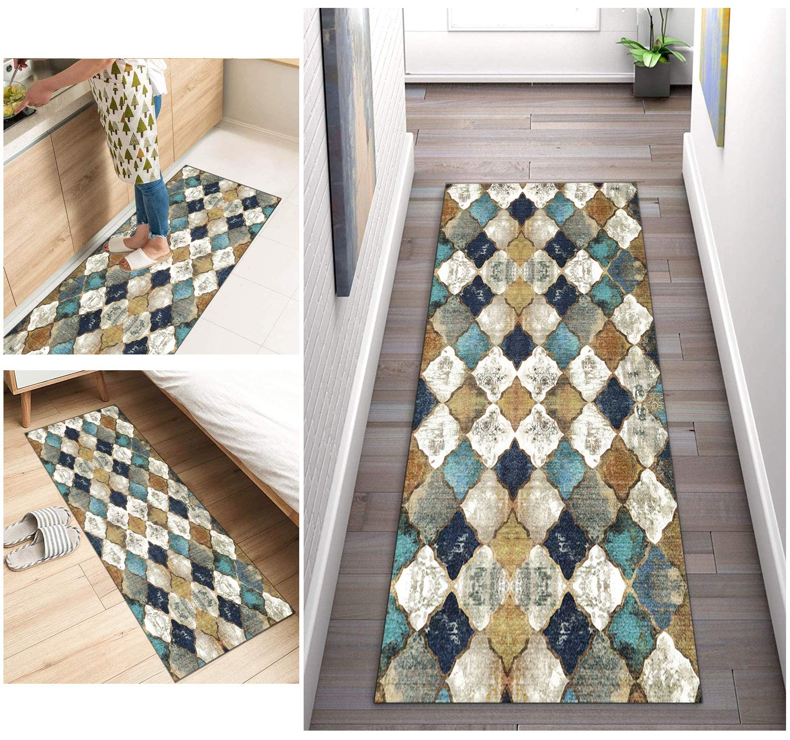 Tapis Long de Passage Couloir Cuisine Lavable Antidérapant Moderne Géométrie Tapis Cuisine Entrée en Polyester pour Couloir, Salon, Escalier, Largeur 60cm/ 70cm/ 80cm/ 90cm/ 100cm ( Size : 50x150cm )