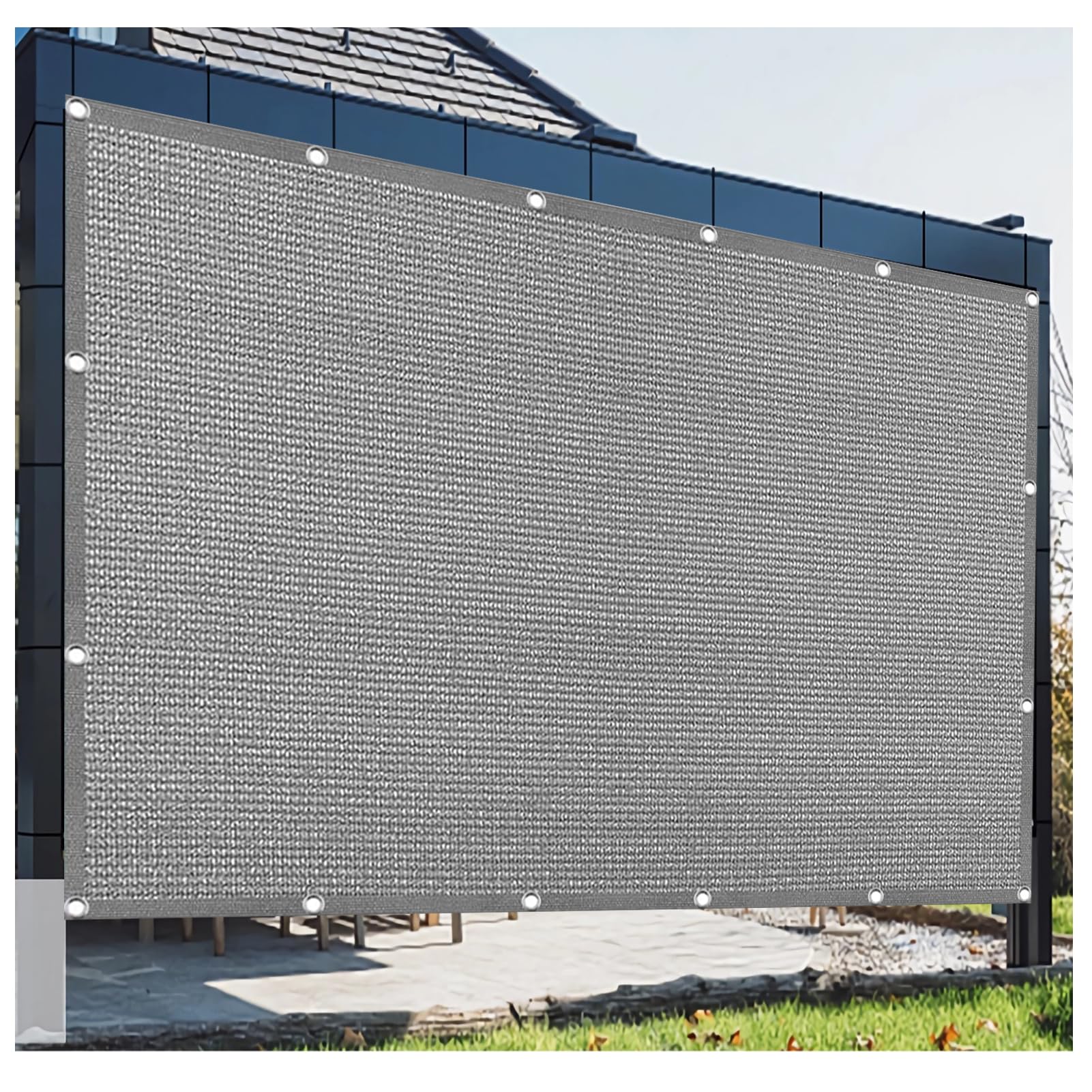 DGSFES 1mx1.4m Gray Shade Netting - 90% UV Block Garden Privacy Screen Mesh with Eyelets - Heavy Duty Sun Shade Cloth for Greenhouse, Patio & Balcony