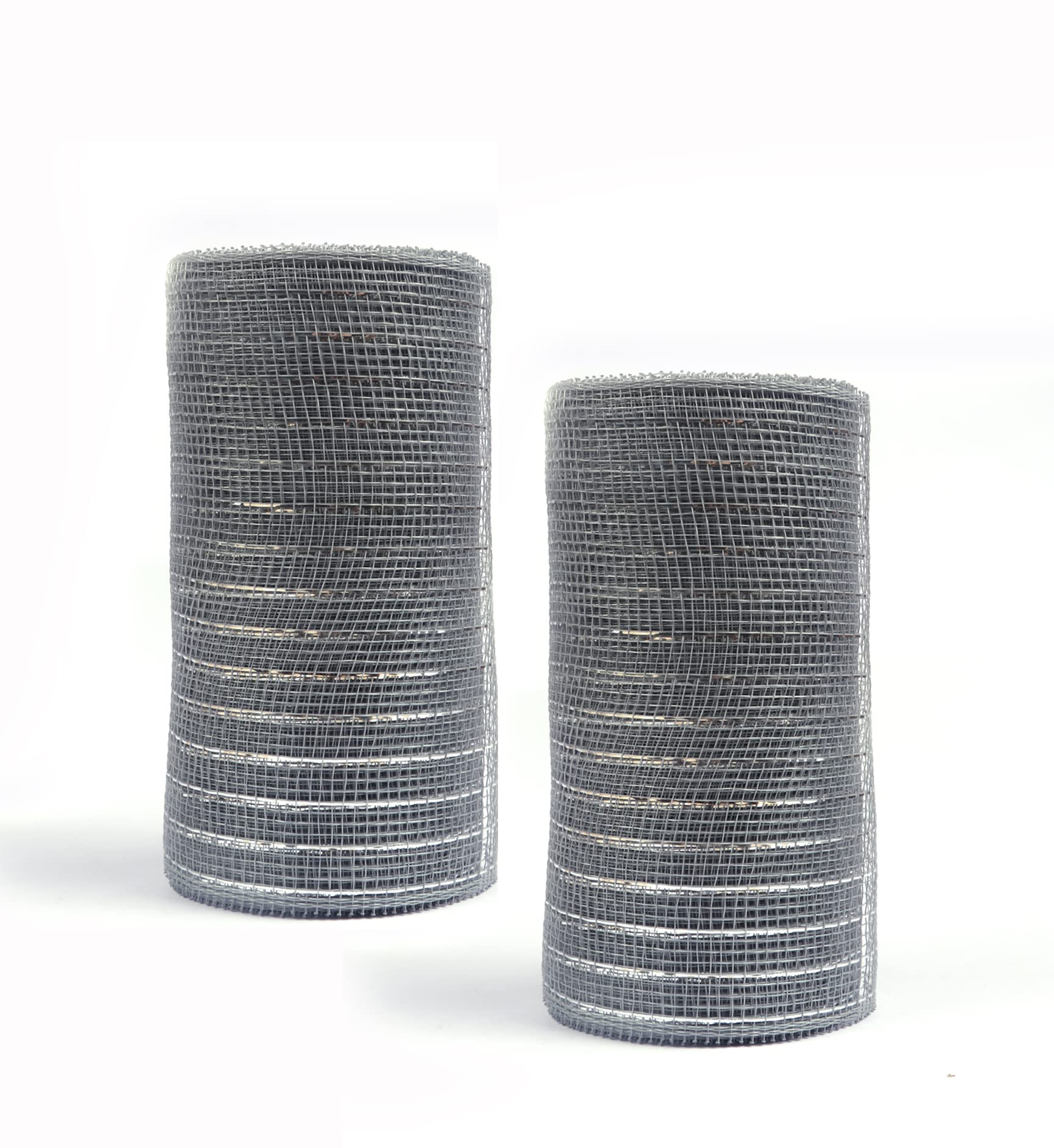 YYCRAFT 2 Pack 6 Inch Metallic Poly Mesh Ribbon Rolls Deluxe Wide Foil(Total 20 Yards,Silver)
