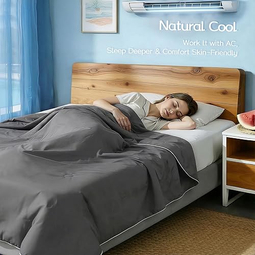 Miniatura 8 de Edredón refrescante Queen con relleno Tencel™ para personas que duermen con calor y sudores nocturnos - Ligero, transpirable, manta fría de doble